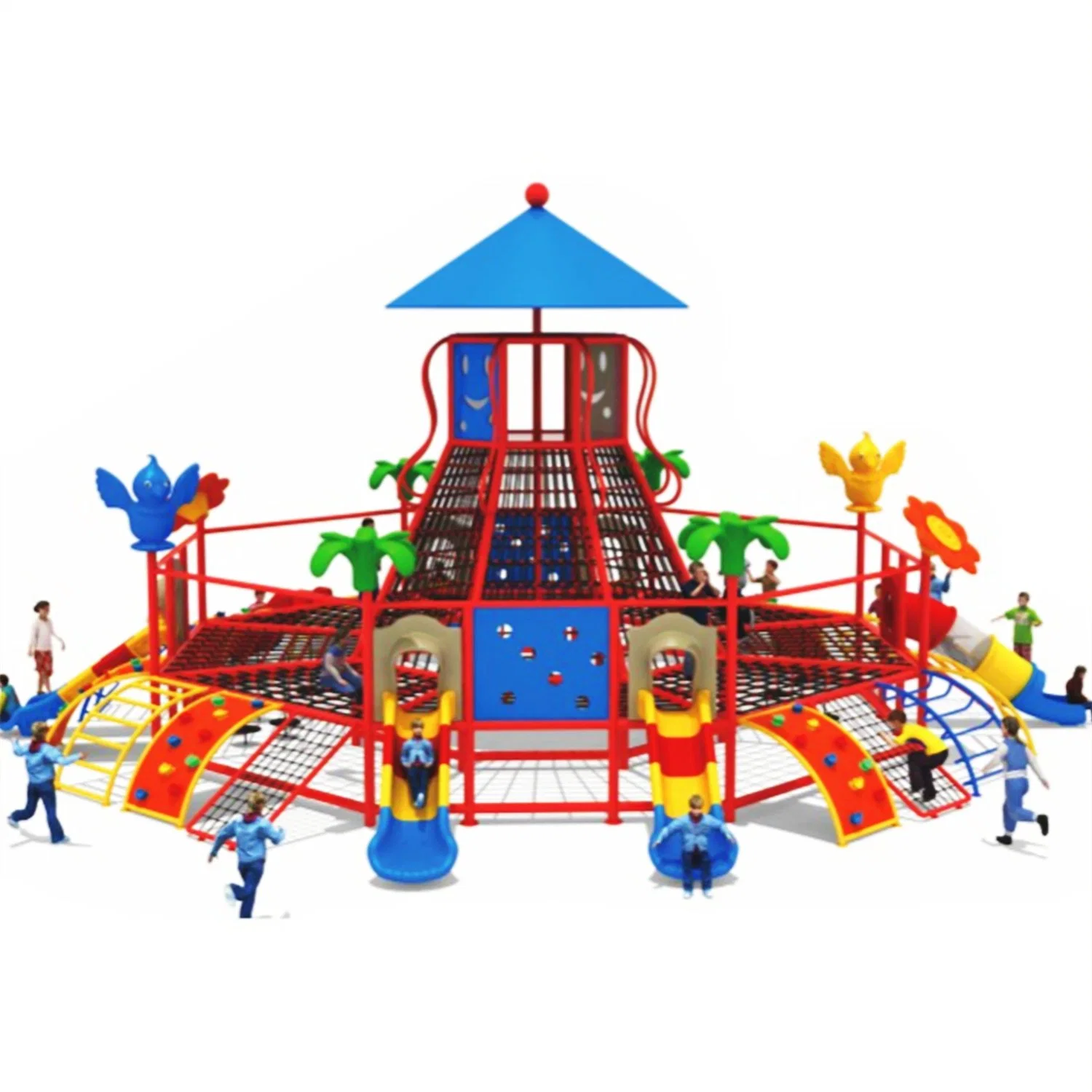 Outdoor Community Park Attractions Kids Playground Equipment Climbing Frame Slides