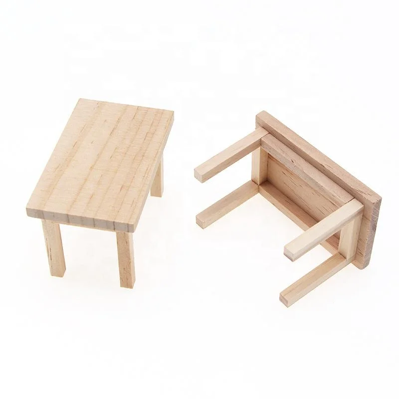 Dollhouse miniatura de madera rectangular Modelo de mesa Juguetes muebles de bricolaje Accesorios Juguete para Dollhouse