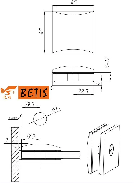 Fabricante de hardware de vidrio de 316-parche Stainless-Steel grapa de sujeción soporte de montaje de la abrazadera para servicio pesado