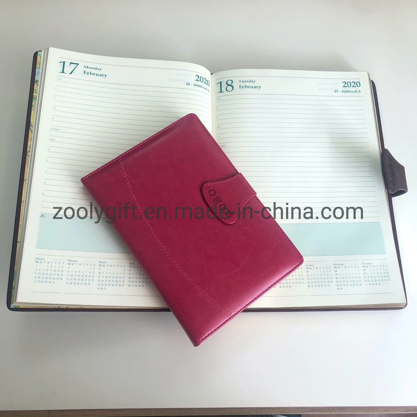 Embossed Logo PU Leather Journal Diaries Magnetic Flap Agenda Daily Planner Notebook Souvenir Gift