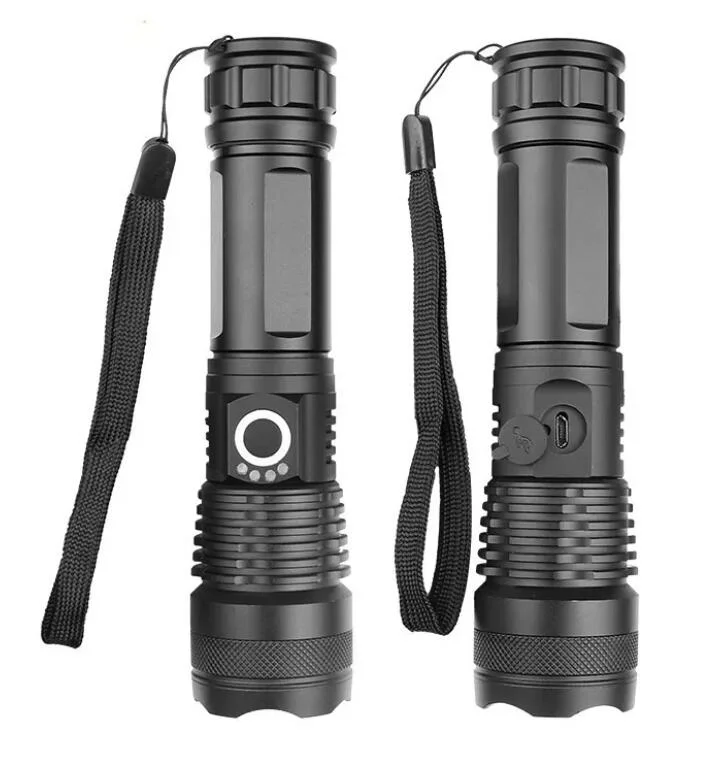 Tactical Super Bright High Lumen Xhp50 LED Flashlights Portable Outdoor Water Resistant Torch