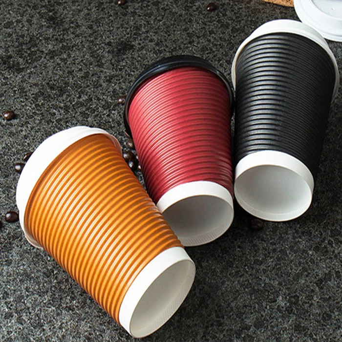 Customized Printing 8oz Portable and Disposable Ripple Wall Corrugated Coffee Paper Cup