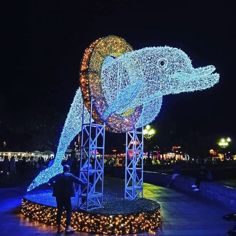 Motivo LED ballenas luces Dolphins Navidad decoración de vacaciones Waterproof Outdoor Calle Mall Landscaping