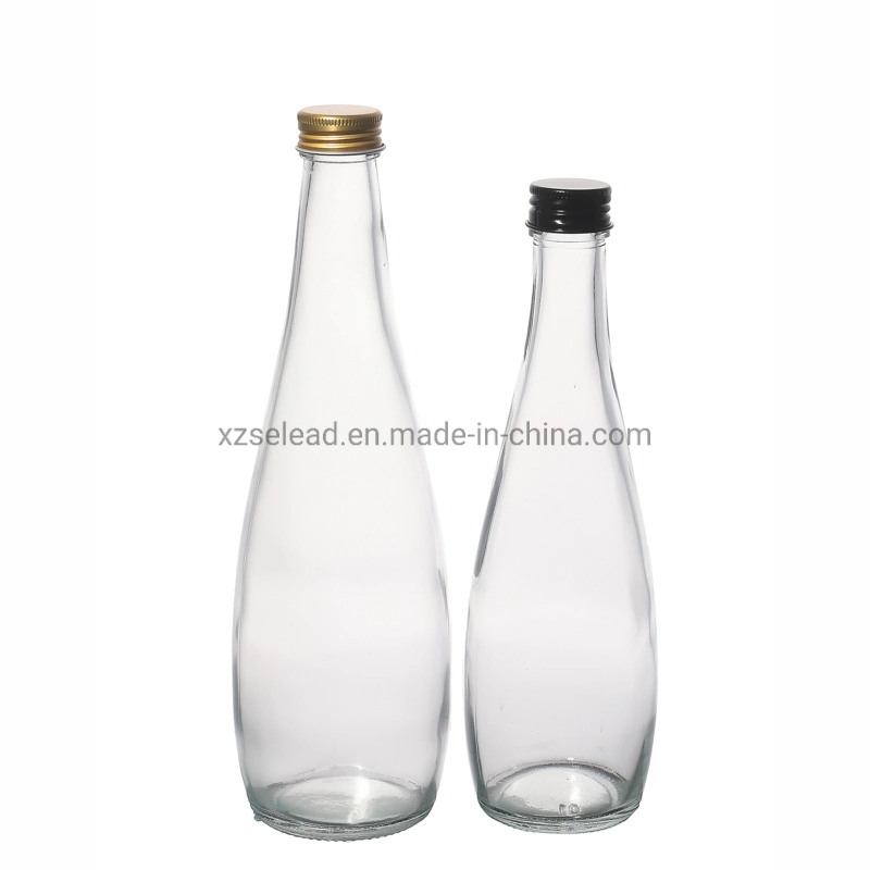 Wolesale 330ml 500ml Beverage Mineral Spring Water Juicy Glass Erlenmeyer Flask Bottle with Aluminum Cap