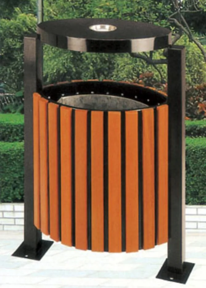 Steel and WPC Outdoor Street Garbage Waste Bin Rubbish Container