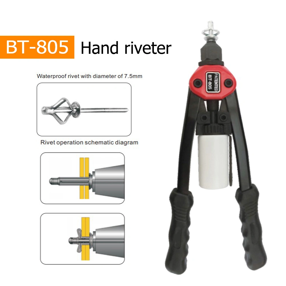 Bt-805 Manual Riveter /Hand Riveting Tool for Tri Fold Lantern Blind Rivets Hand Riveter Threaded Insert Tool Rivet Gun Cordless Riveter