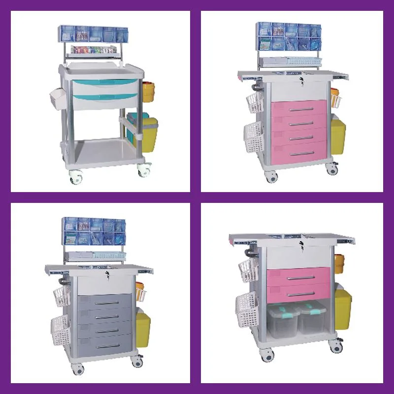 Hospital Used Nurse Trolley Drawer Medical Cart for Sale