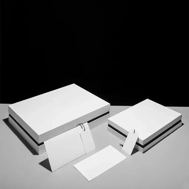Logótipo personalizado de luxo desliza para fora caixas de oferta brancas rígidas Embalagem em cartão Case tampa amovível e caixa de papel base