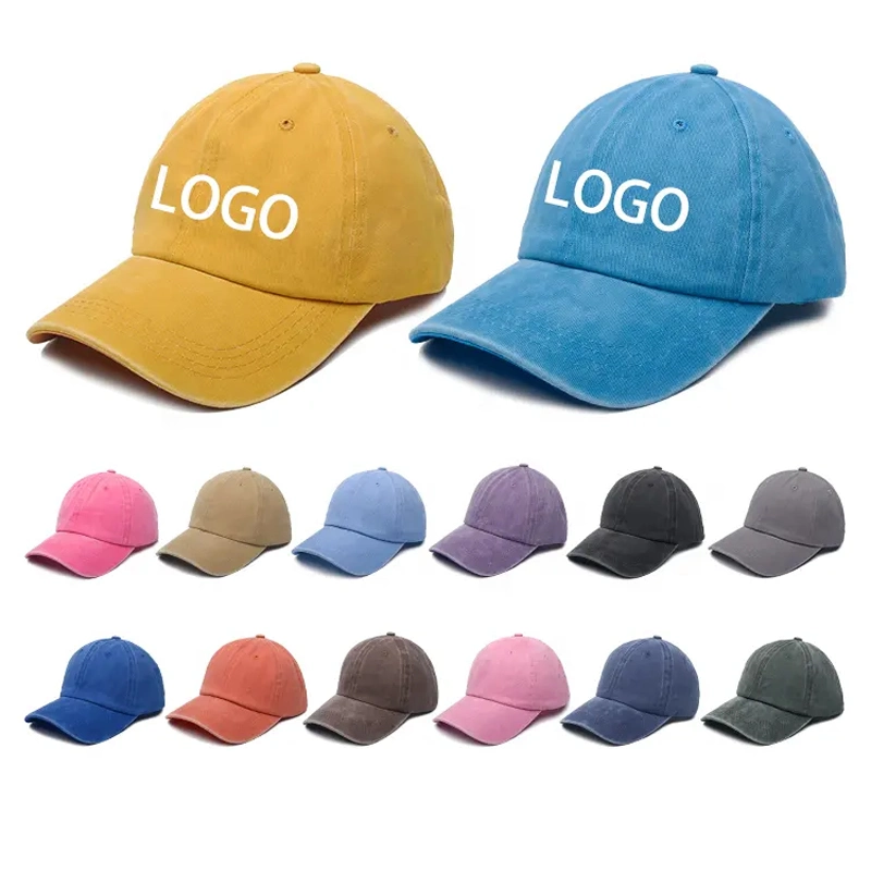 Custom Mens Adjustable 6 Panel Baseball Cap Washed Cotton Women Snapback Outdoor Sports Caps