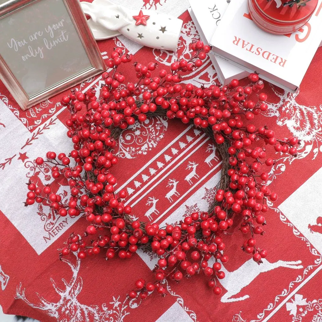 New 40cm Red Haws Berry Wreath for Christmas Decoration