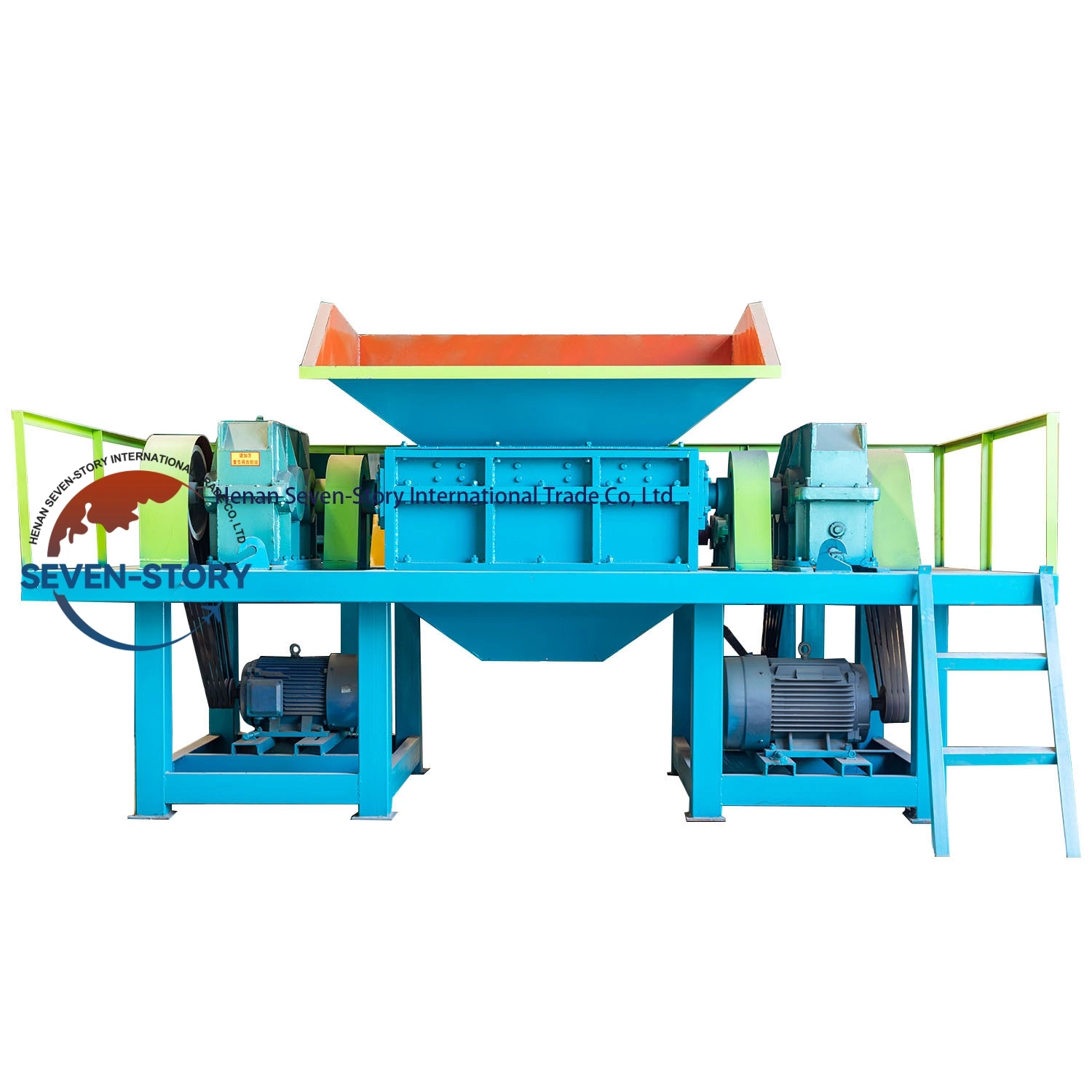 Rubber Tire Recycling Machinery with Wood Pallet Plastic Double Shaft Shredder