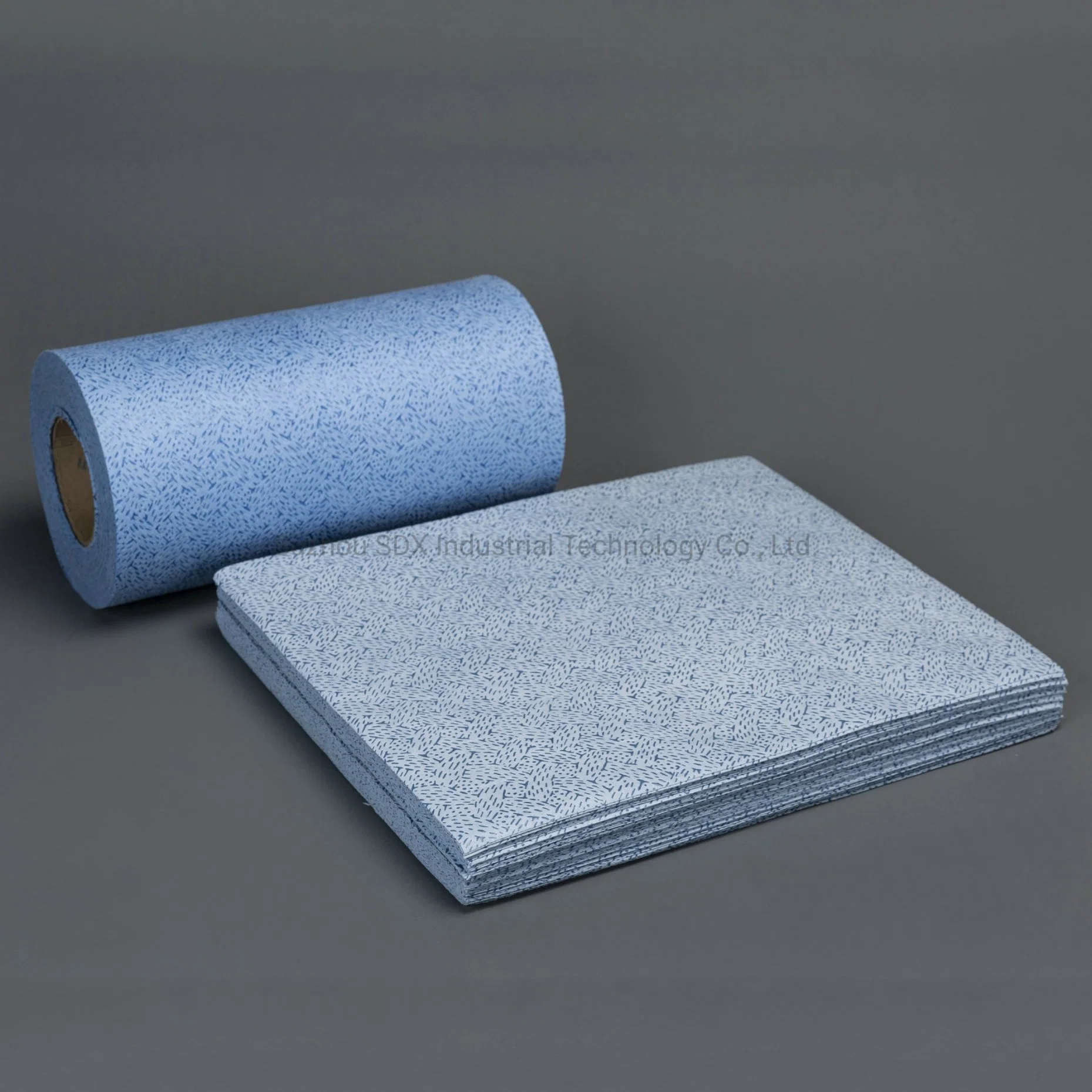 Lint Free 60GSM 30X50cm Grease Absorbing Industrial Blue Industrial Cleanroom Workshop Dust Free Cleaning Wipes Roll