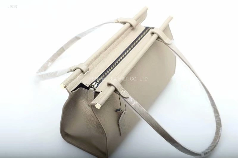 Office Lady Fashion Vaca em Bolsa de couro com tubo de metal (F10297)