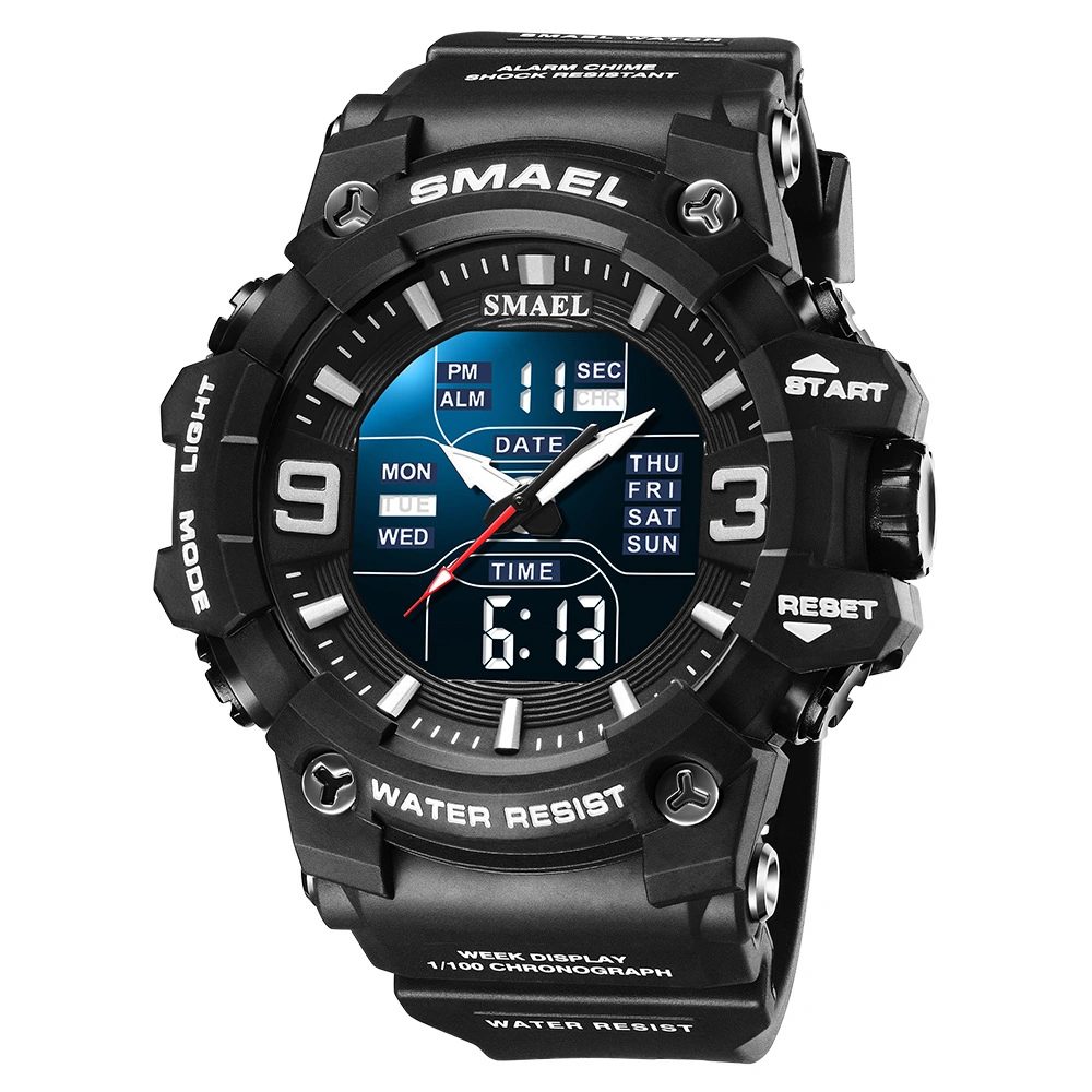 2022 New Men's Watch sportif multifonctionnel cadeau électronique étanche regarder étudiant les montres à quartz noir&amp;blanc