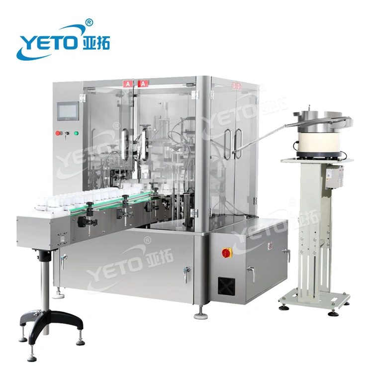 Automatic 5-100ml Rotary Negative Pressure Vacuum Liquid Perfume Filling Crimping Cap Pressing Sealing Machine