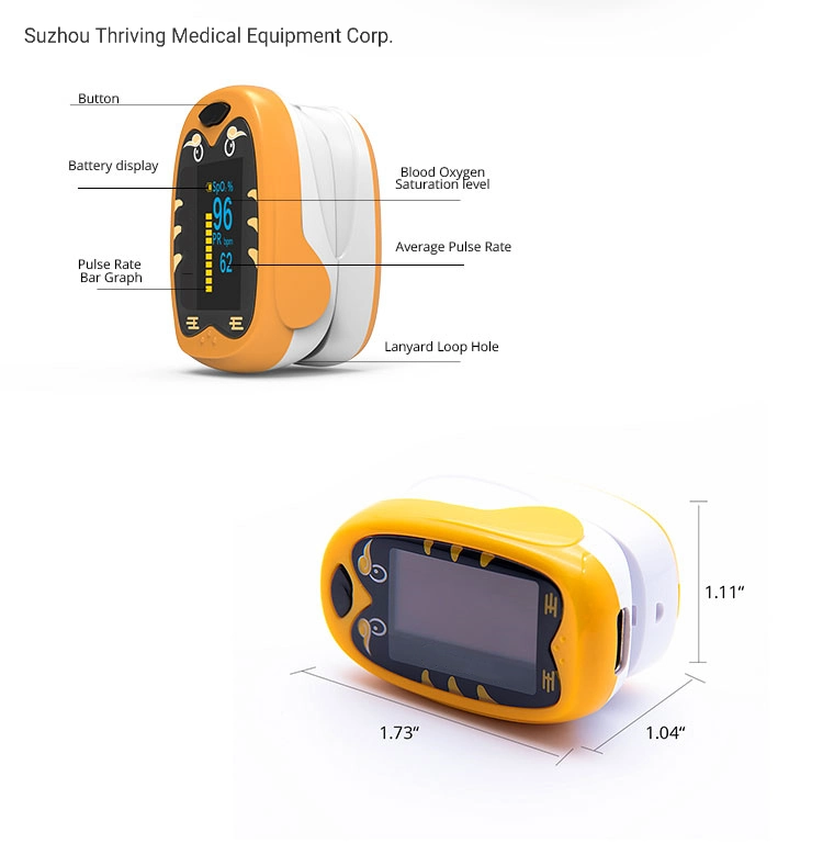 Portable Medical Children Fingertip Rechargeable Pulse Oximeter for Kids (THR-PO2)