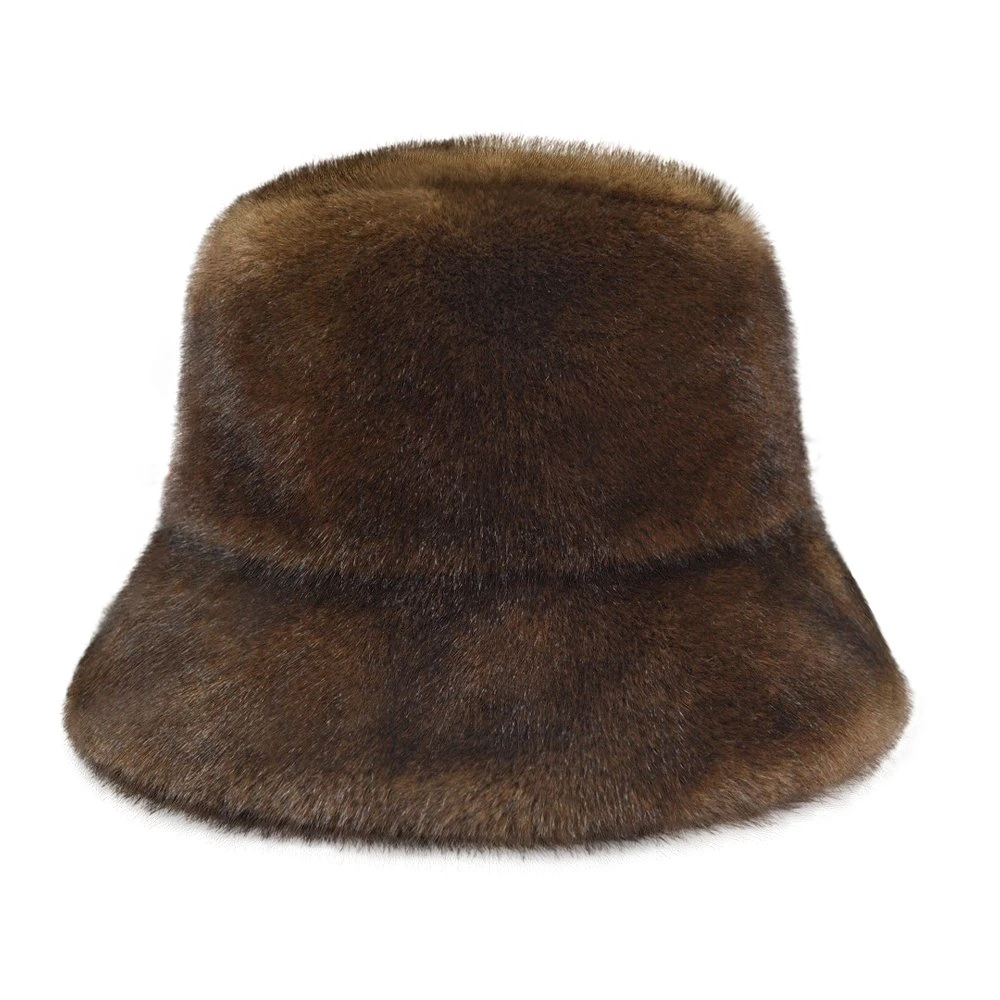 Faux Mink Winter Bucket Hats Custom Wholesale/Supplier Women Bucket Cap Outdoor Winter Cap