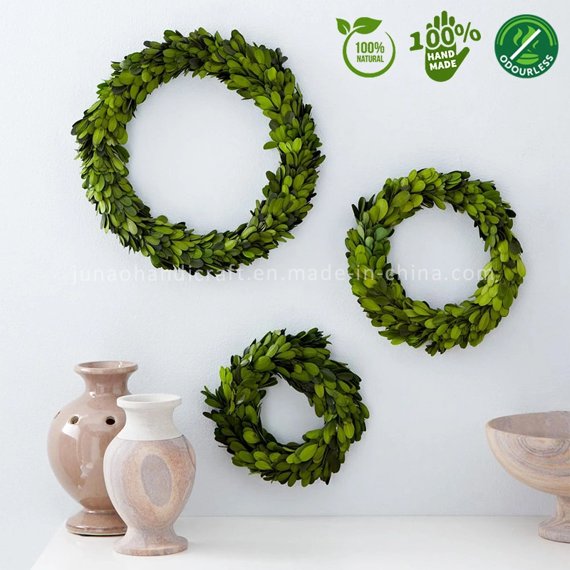 100% Real Natural Preserved Boxwood Wreath S-M-L Set of Three Door Wall Window Hanging Evergreen