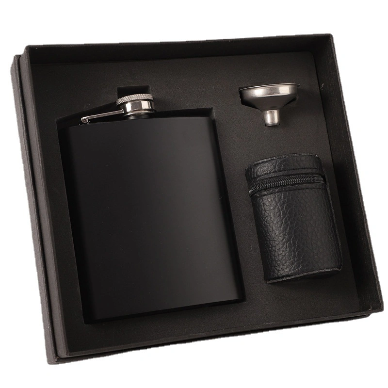 Gift Set Alcohol 304 Stainless Steel Whisky Liquor Diamond Leather Hip Flask with Funnel