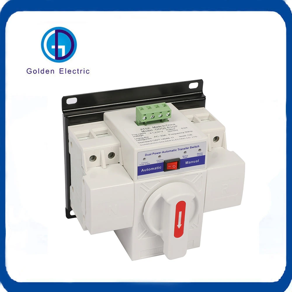 Automatic Transfer Switch Manual Change Over Switch 63A 2p Generator ATS Controller Dual Power Switch for Generator System