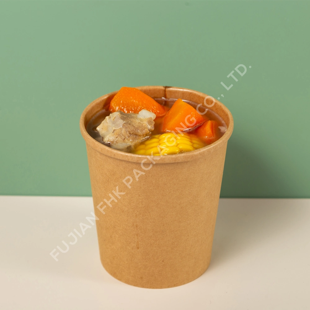 Disposable Paper Soup Bowl Pure White Porridge Lunch Yogurt Salad Cup with Lid