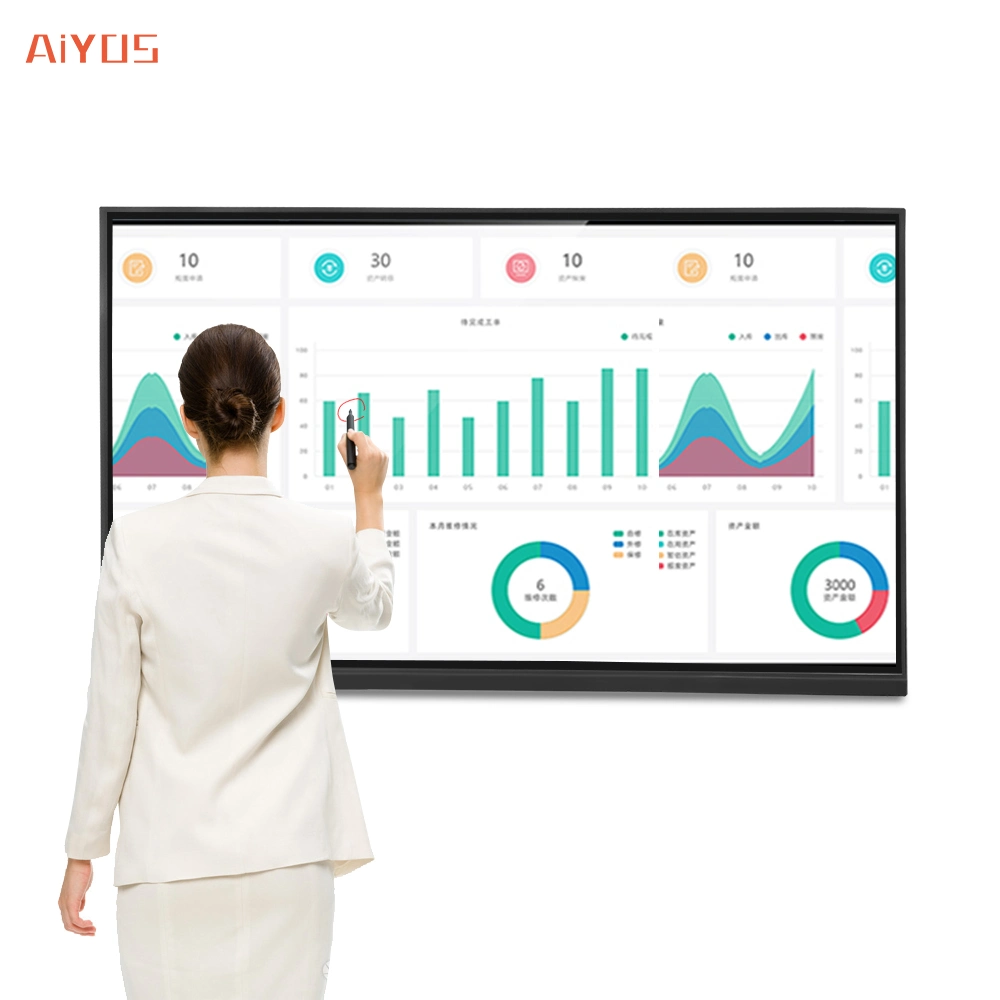 55 Inch Wall Mounted 4K Display Dual OS Interactive Smart Electronic Whiteboard for Education or Conference