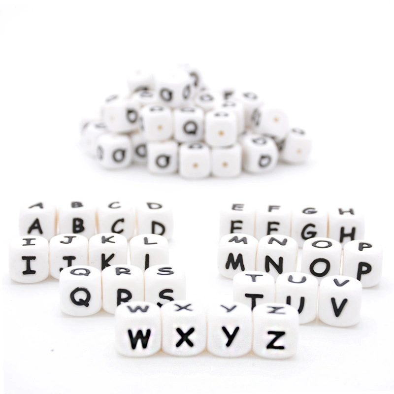 12mm 10PCS Silicone English Alphabet Letter Beads BPA Free Material for DIY Baby Teething Necklace Baby Pacifier Chain