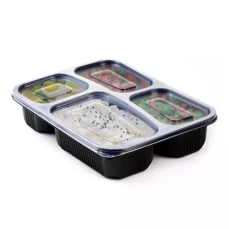 3/4/5/6 Compartment Bento Lunch Box Disposable PP Material Clear Plastic Takeaway Meal Prep Food Container for Sale