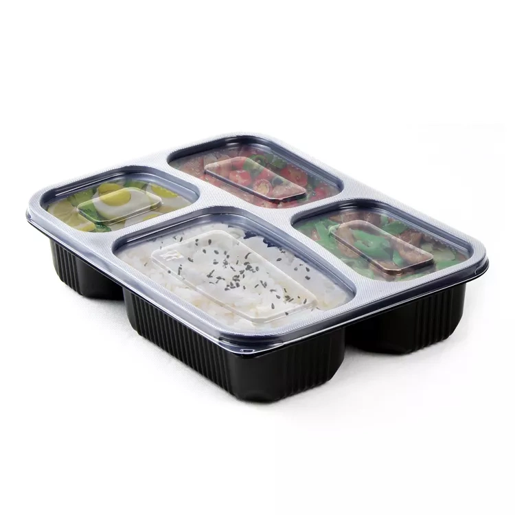 3/4/5/6 boîte à repas Bento à compartiments matériau PP jetable plastique transparent Récipient de préparation des repas à emporter à vendre