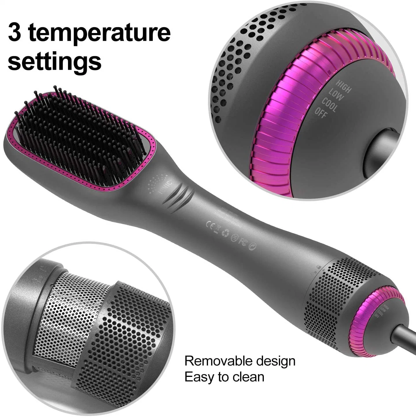 Hair Dryer Brush One Step Hair Dryer and Styler Volumizer with Negative Ion for Reducing Frizz and Static