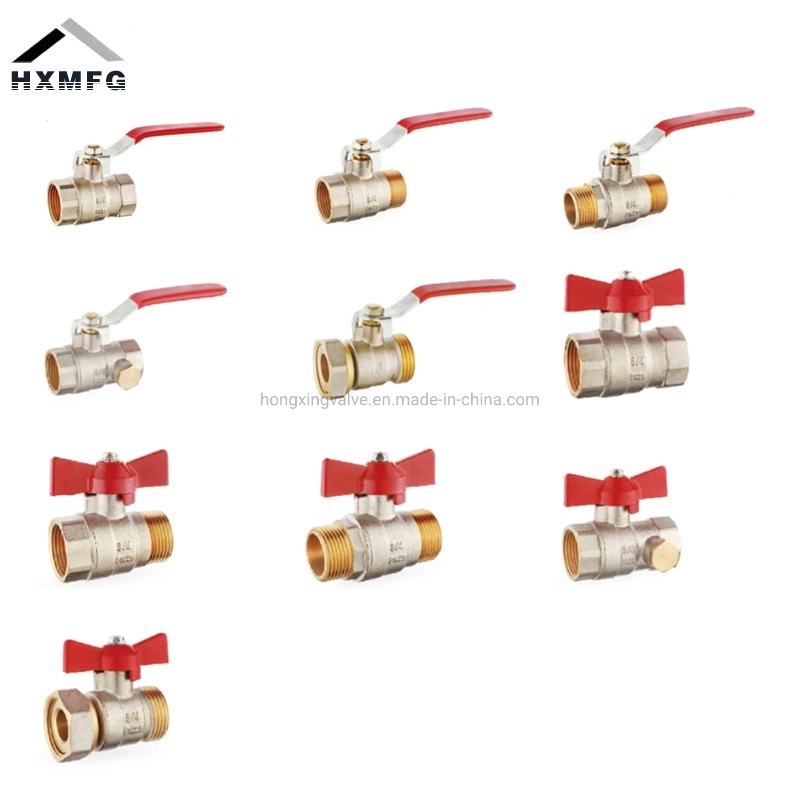 Brass Nickel Plate Female Thread Butterfly Ball Valve with Drain