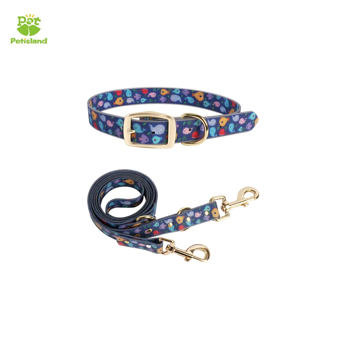 Petisland OEM Pet Products Dog Collar PVC Coated Big Dog Leash Collar Two Pieces Dog Set