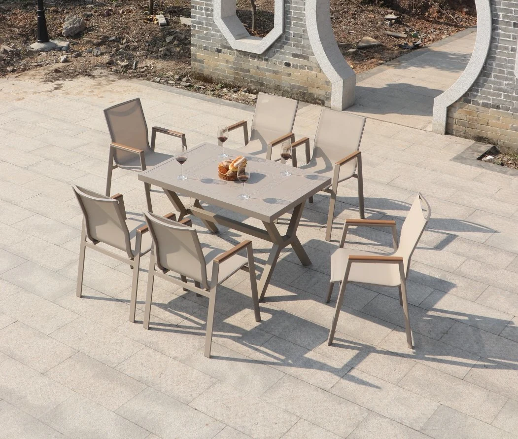 Outdoor Leisure Furniture Aluminum Alloy Waterproof Sunscreen Courtyard Open-Air Terrace Contracted Outdoor Table Chair to The Table