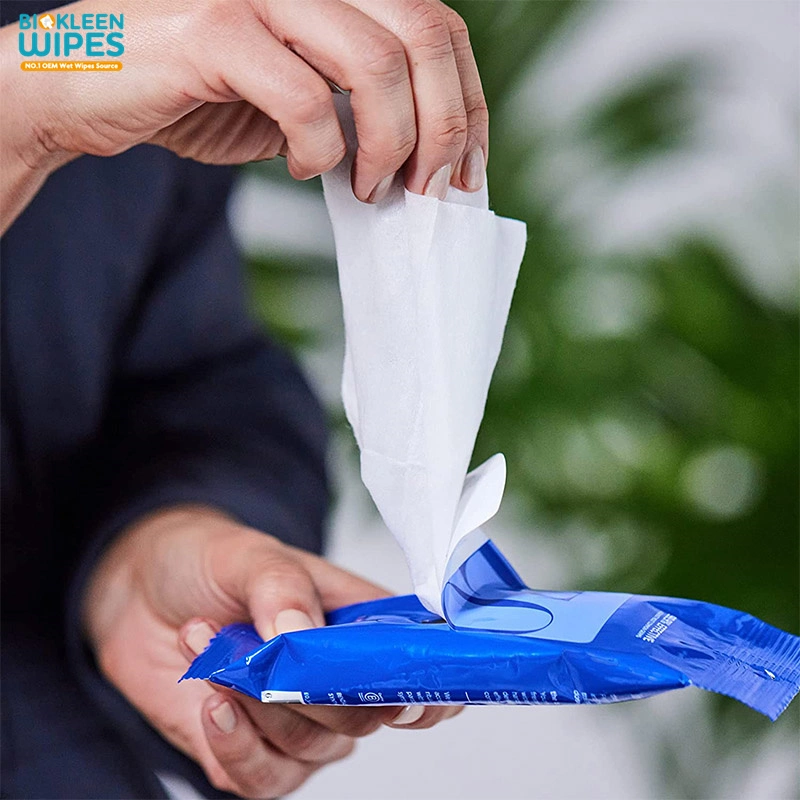 Biokleen OEM Customizable Individually Wrapped Portable Disposable Mini Size Soap-Free Face & Hand Wipes