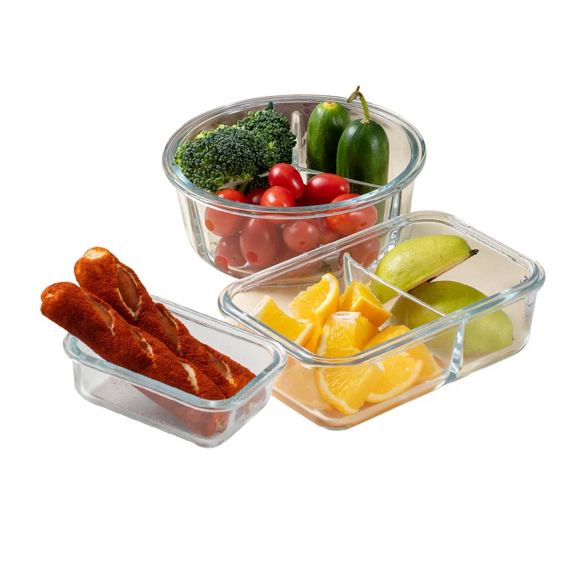 630ml Lunch Box Set Food Storage Container Microwavable Safe Heat Resistant Clear Glass Lunch Box