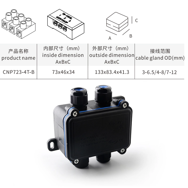 El precio bajo, de 4 vías de la luz de la calle exterior impermeable IP68 caja de conexiones de cable Bloque Terminal