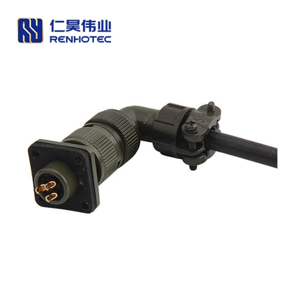 Olive Drab Cadmiun Plated 3 Contacts Plug Connector with Bushing