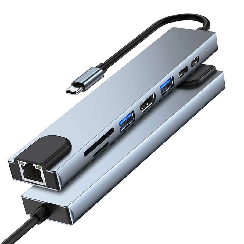 Концентратор адаптера 8 в 1 USB типа C - RJ45 Ethernet с поддержкой 4K HDMI, TF/SD-карты, USB-C, зарядка PD, 2 USB-A для MacBook и многое другое
