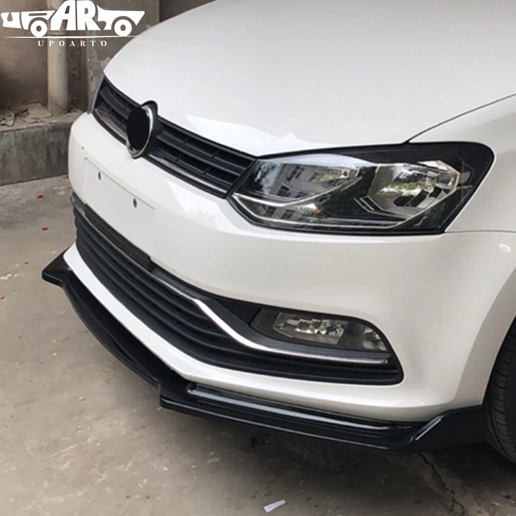 ABS plástico carbono fibra 3 Partes Splitter delantero amortiguador de labios Spoiler para VW Volkswagen Polo Mk5 2011-2018