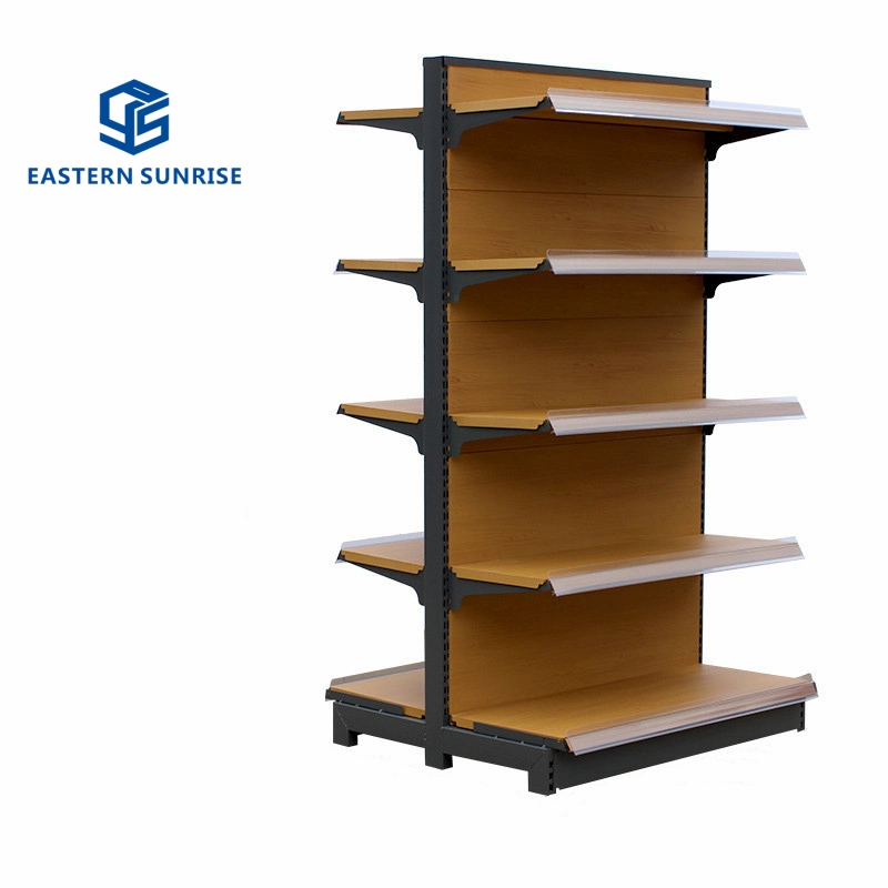 Wooden Color Supermarket Shelf, Heavy Duty Display Rack for Shop/Grocery Store