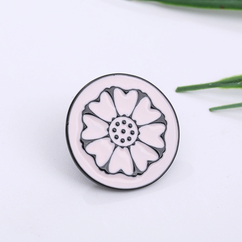 Custom Logo Film and Television Cartoon Lotus Flower Animation Round Clothing Accessories Gifts Alloy Metal Hard Soft Brooch Enamel Badge Lapel Pin