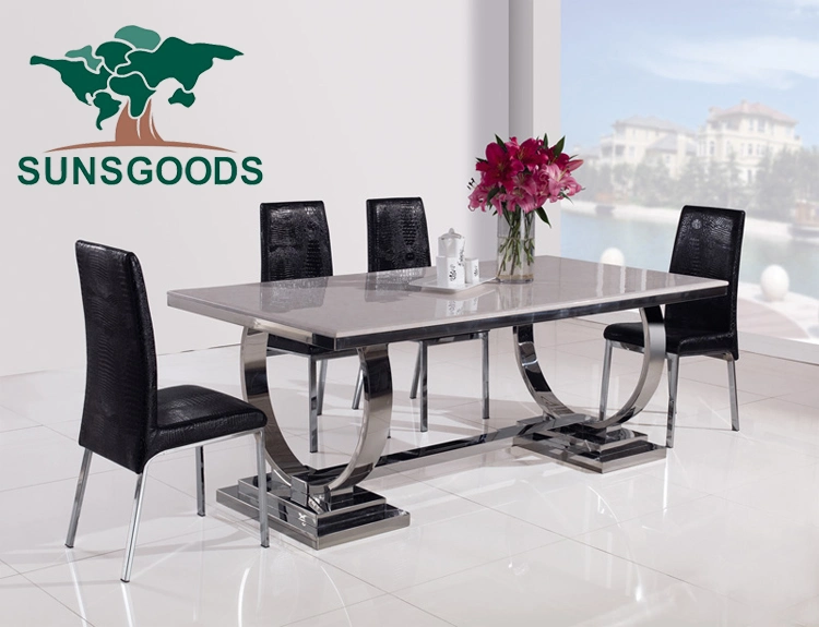 Modern Dining Table Set Wood Metal Dining Table Set