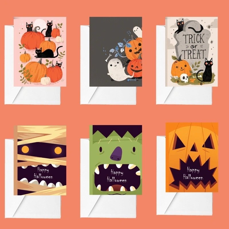 Happy Halloween 6 jeux de carte - Vente en gros avec les enveloppes et des autocollants