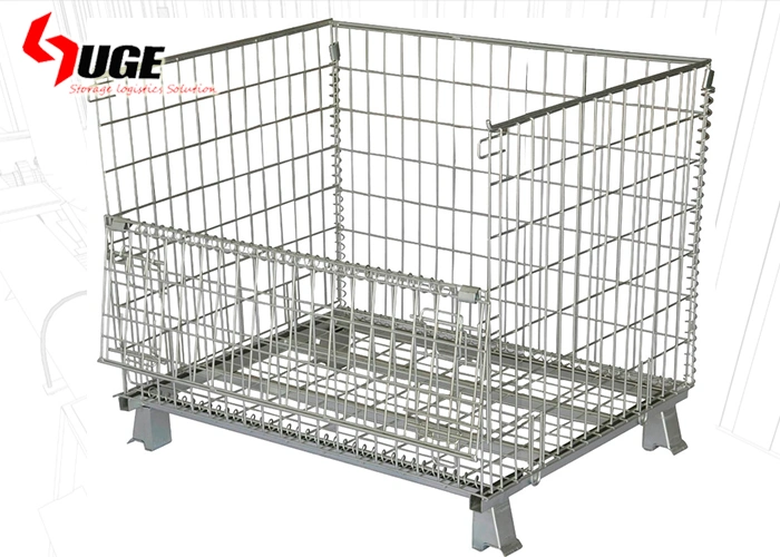 Industrial Warehouse Welded Collapsible Wire Mesh Container Stacking Storage Steel Stackable Storage Bin