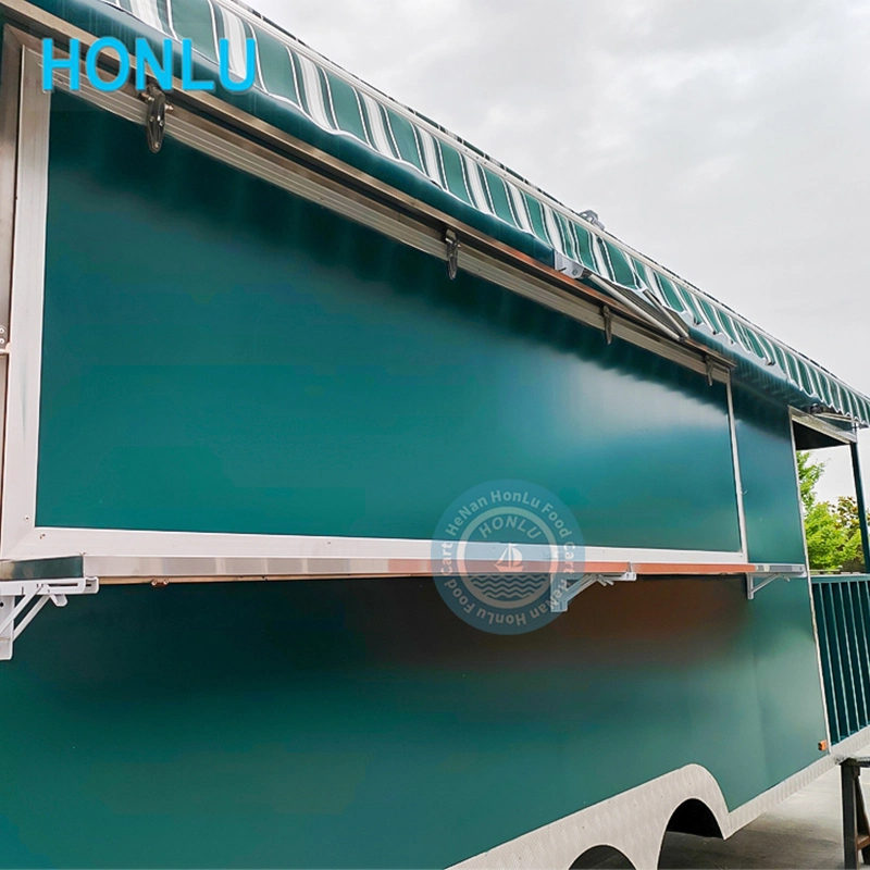 Honlu Street Catering remolque Alimentos camión Móvil Pizza Hotdog Cart Concesiones de Alimentos Trailers totalmente equipados estándares