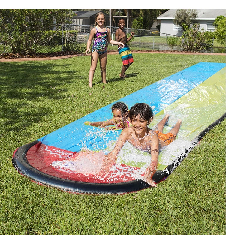 Juego de patio trasero de PVC doble Splash inflables toboganes para niños