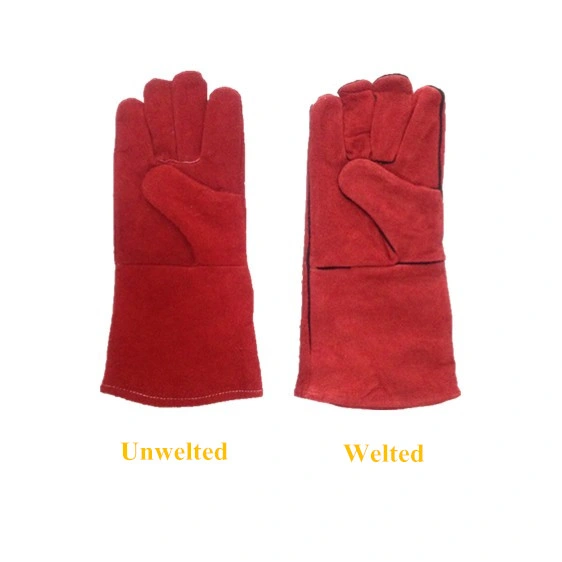 Red Color Cow Split Leather Safety Work Gloves for Welding Industry (6504. RD)