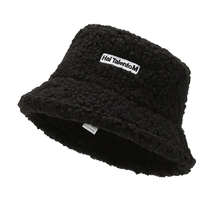 Fashion Winter Warm Fur Customized Woven Label Bucket Hat for Women