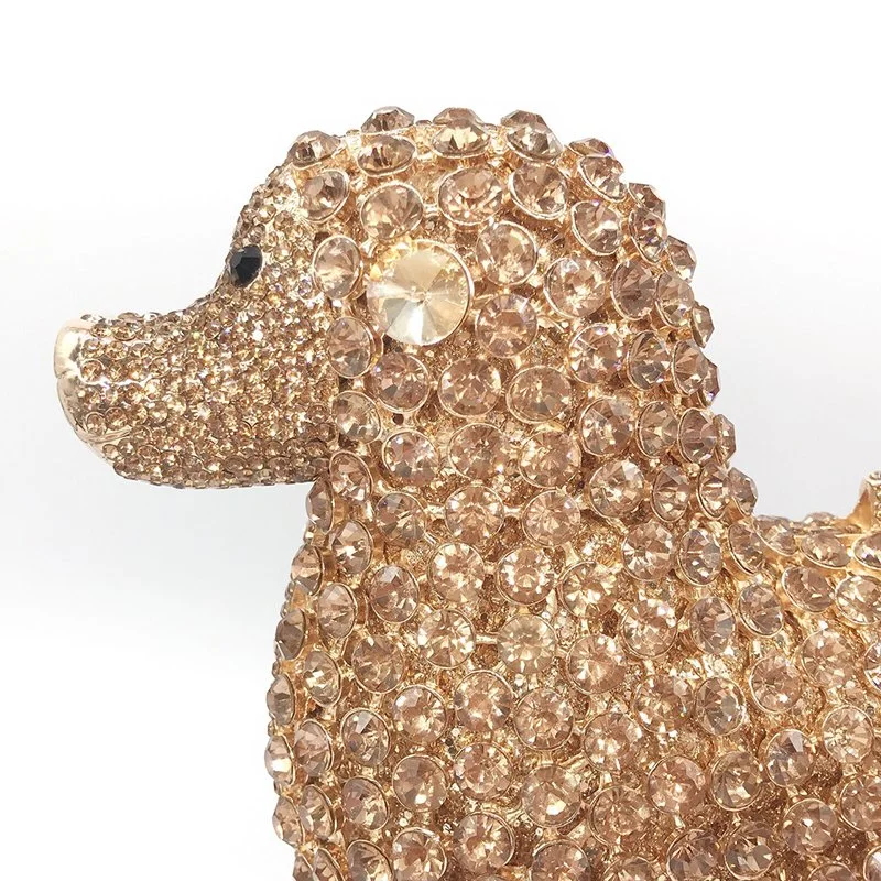 Leb1518 Dog Shape Crystal Clutch Diamond Purse Ladies Chain Evening Shiny Party Sparkle Mini Glitter Bling Shoulder Women Animal Rhinestone Bag