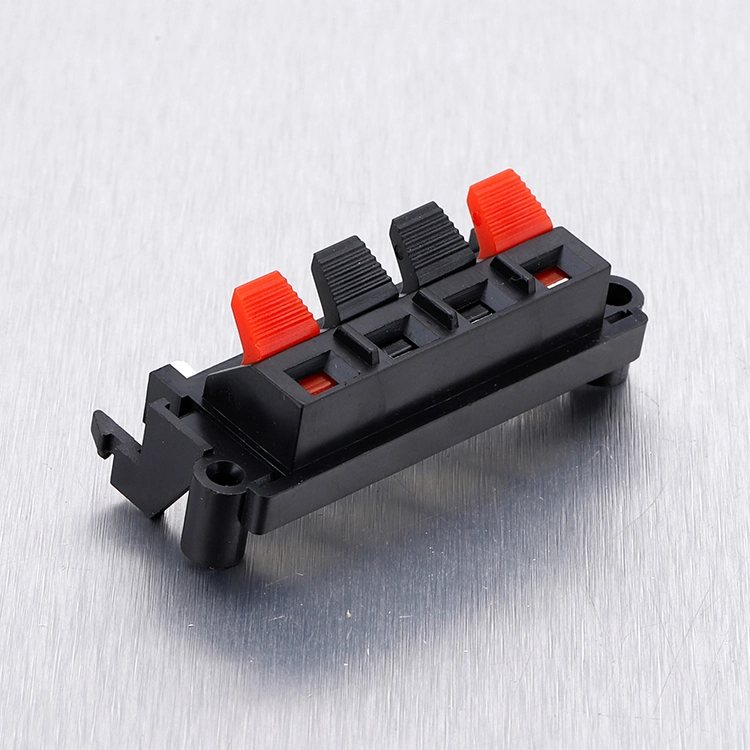 High Quality Spring Clip Speaker Terminal Board 4 Ports Binding Post Connector Socket Red Black Wire Push Connector